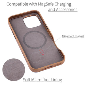 soft microfiber lining showing alignment magnet for magsafe stability