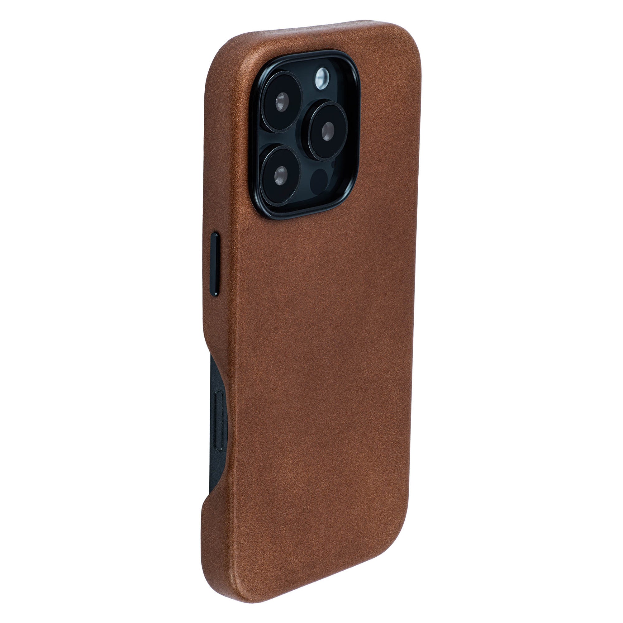 genuine leather slim case for iphone 16 pro metal camera ring and buttons