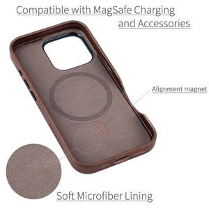 soft microfiber lining showing alignment magnet for magsafe stability