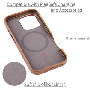 soft microfiber lining showing alignment magnet for magsafe stability
