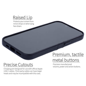 completely exposed camera button, metal tactile buttons raised lip around edge for protection