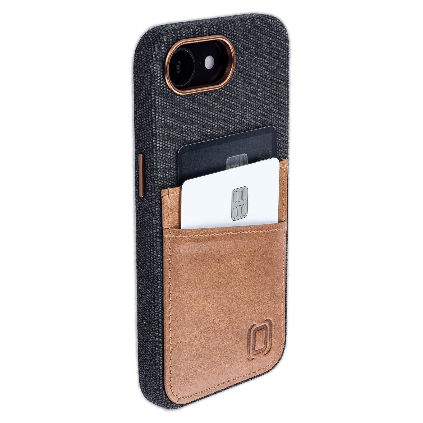 photo showing the 2 card holder slots built onto outside fabric of phone case