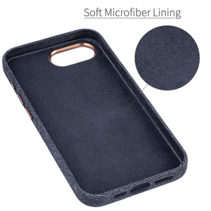 Fabric and Leather Card Case for iPhone 16e – M2F