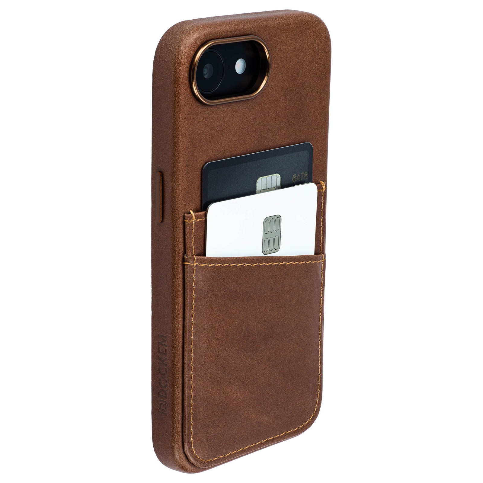 genuine leather m2gl case for iphone 16e with 2 card holder slots