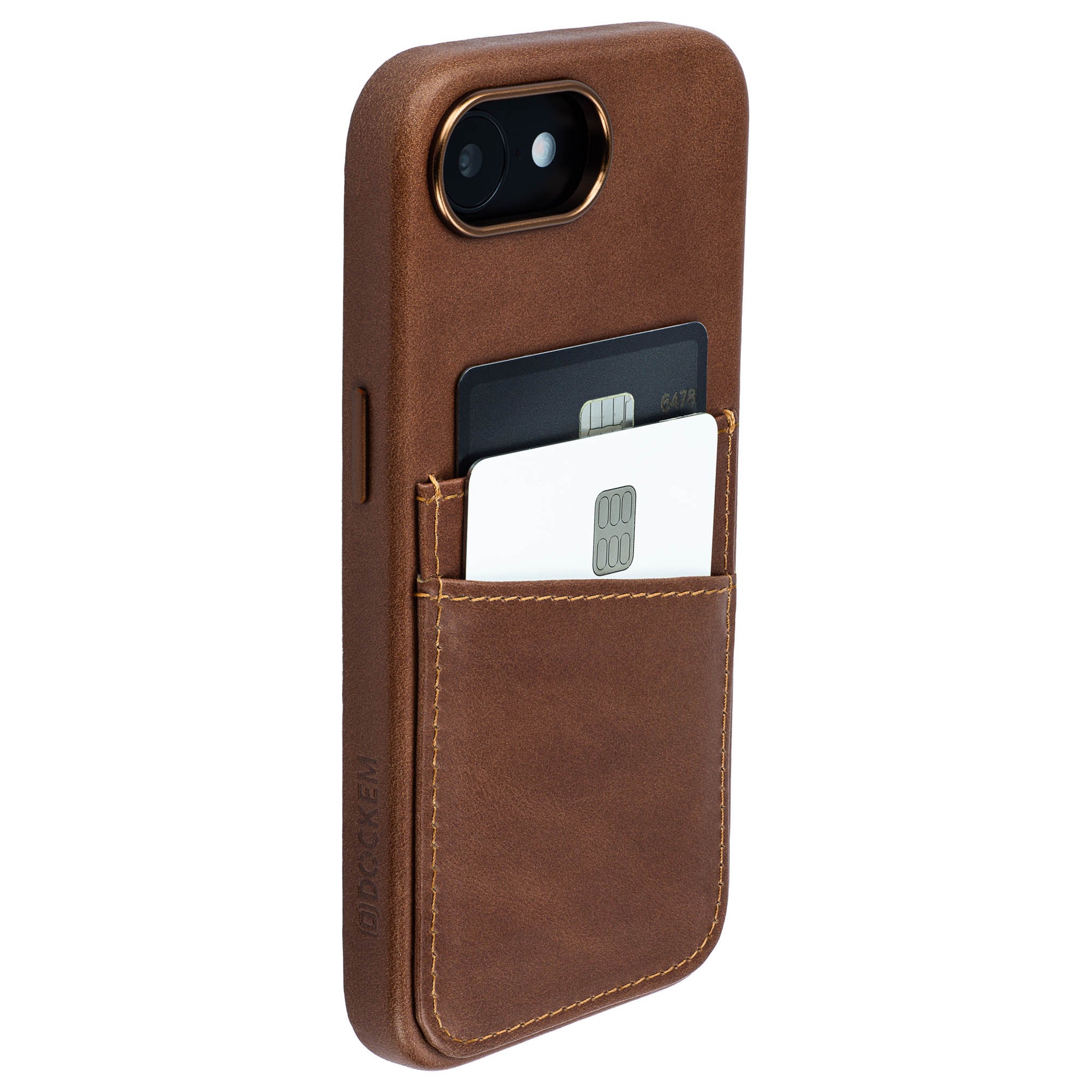genuine leather m2gl case for iphone 16e with 2 card holder slots