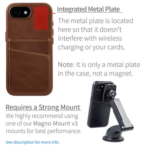 iphone 16e m2gl metal plate location for magnetic mounting on leather card case