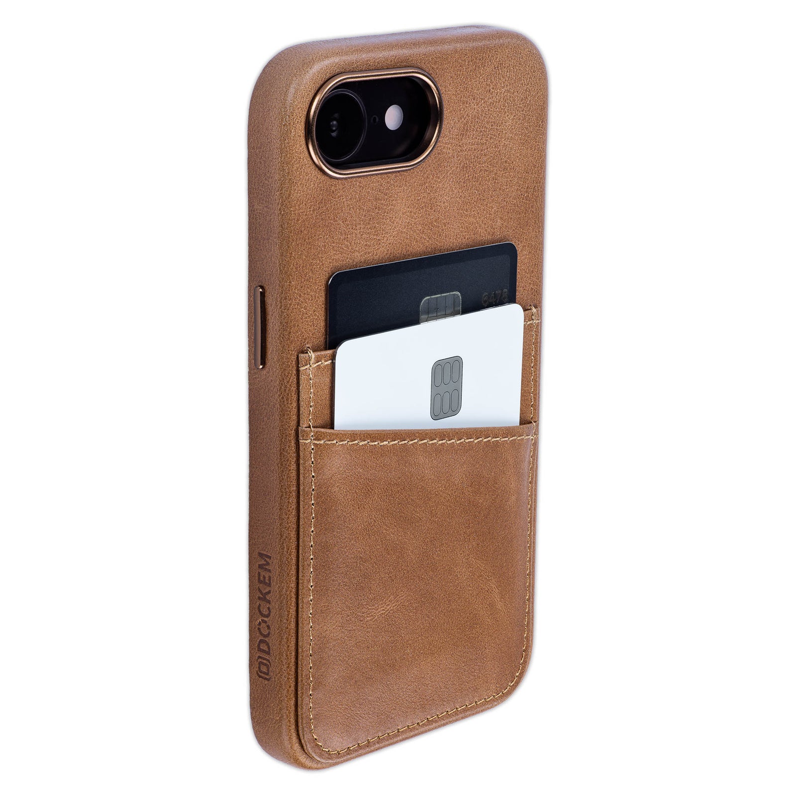 genuine leather m2gl case for iphone 16e with 2 card holder slots