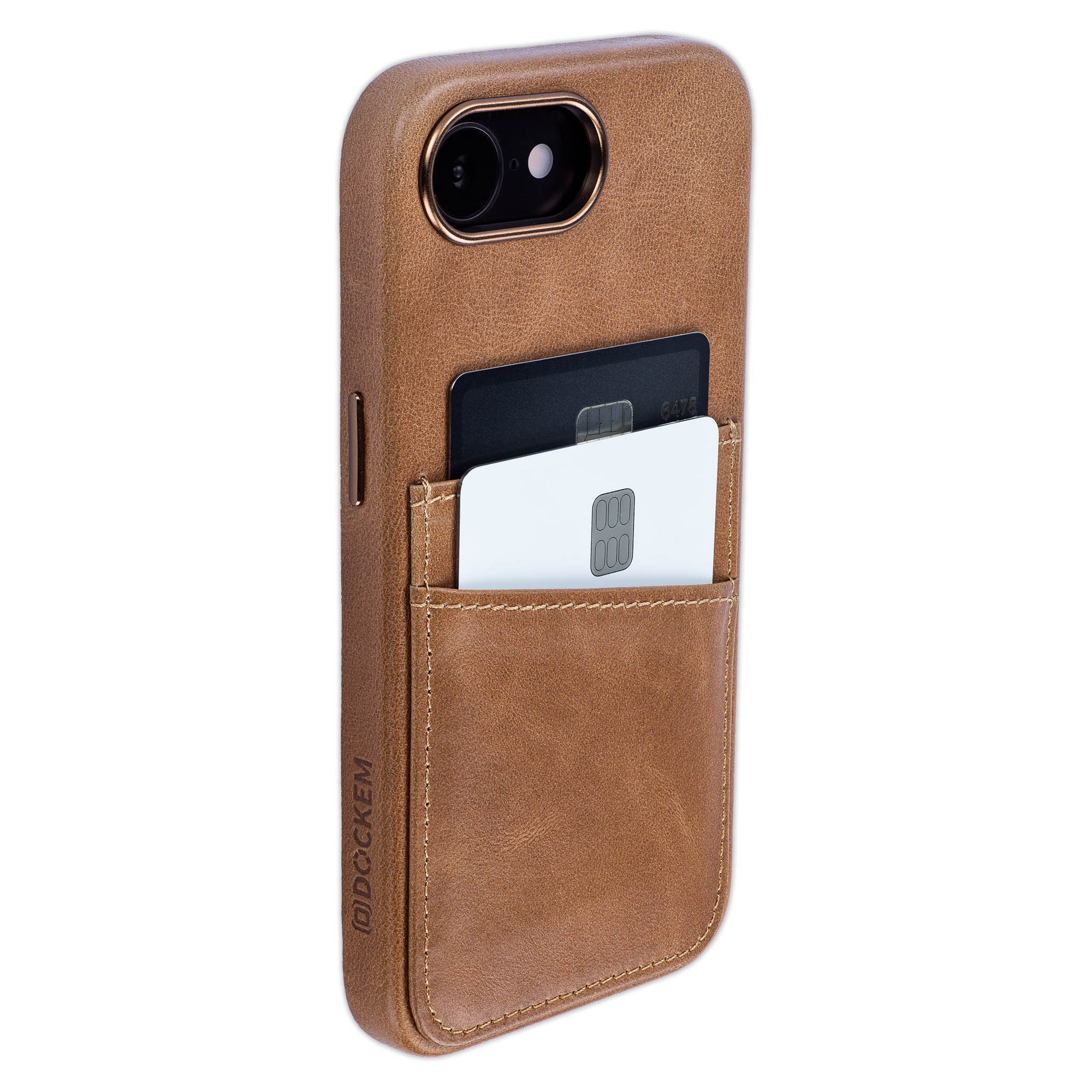 genuine leather m2gl case for iphone 16e with 2 card holder slots