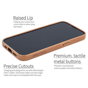 precise cut-outs and raised all edge protection for genuine leather cases