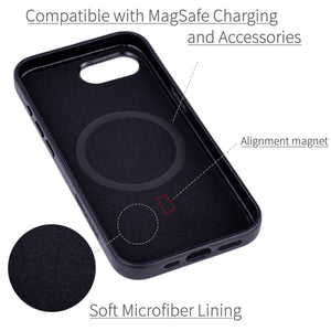 soft microfiber lining showing alignment magnet for magsafe stability