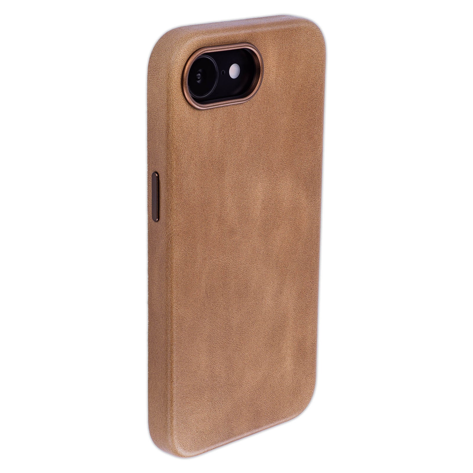 genuine leather slim case for iphone 17e and 16e metal camera ring and buttons