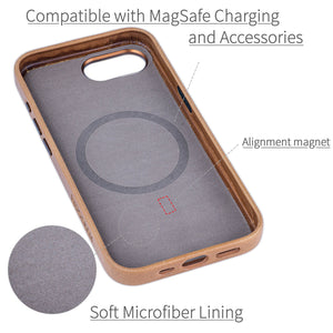 soft microfiber lining showing alignment magnet for magsafe stability