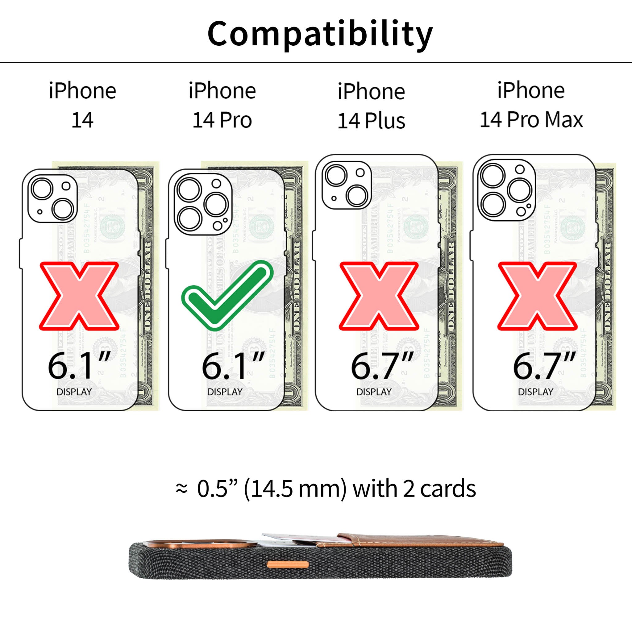 iPhone 14 Pro Fabric M2F Card Case [Light Brown]