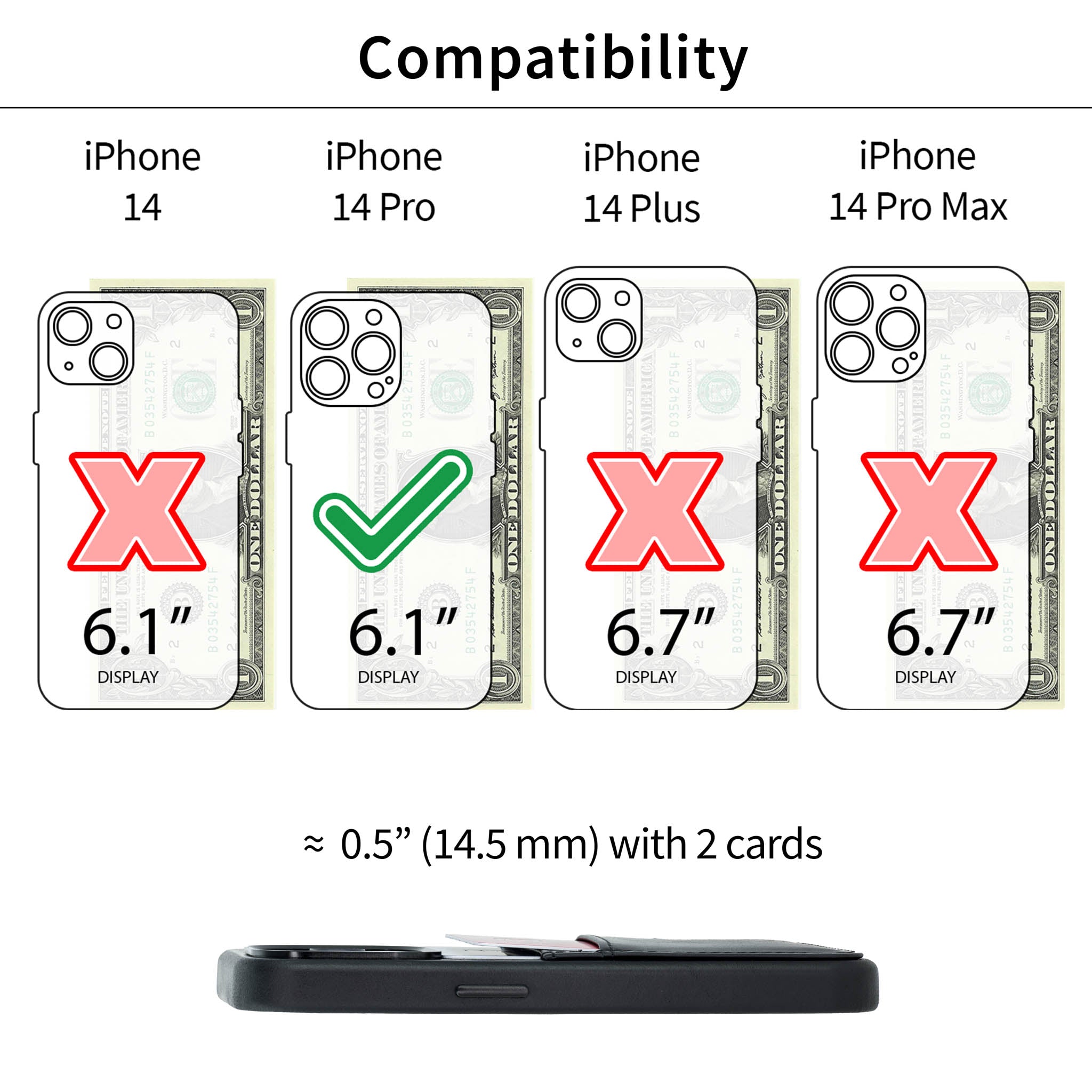 iPhone 14 Pro Genuine Leather M2GL Card Case [Black]