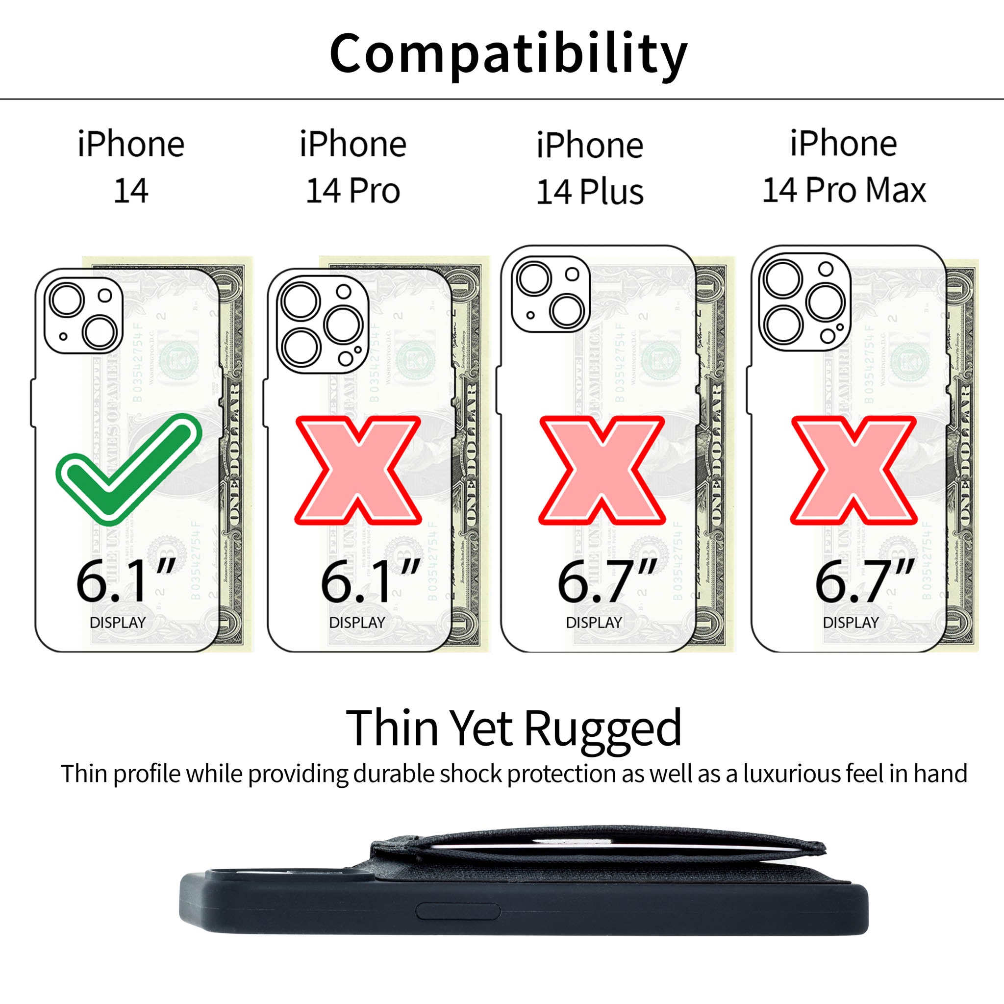 iPhone 14 Flip Card Case [Black]