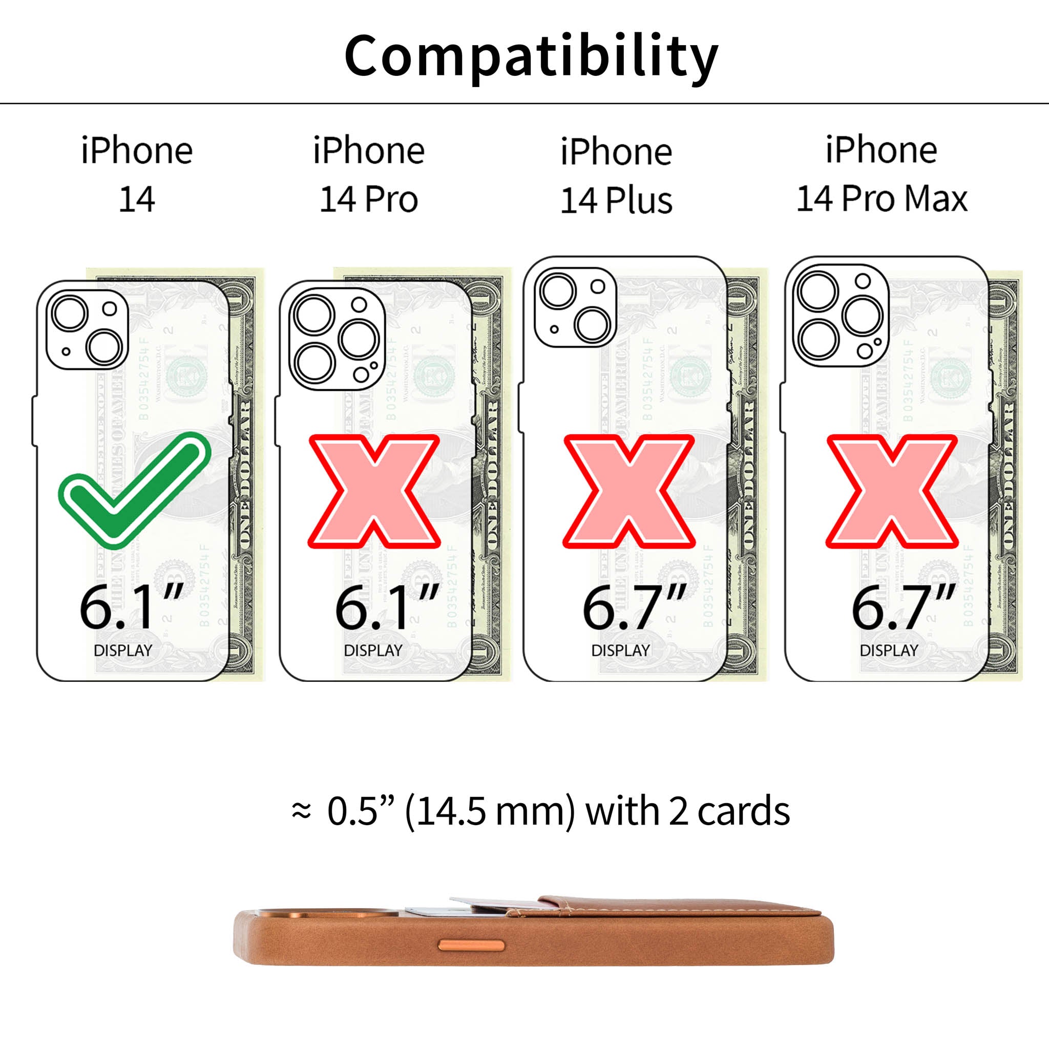 iPhone 14 Genuine Leather M2GL Card Case [Light Brown]