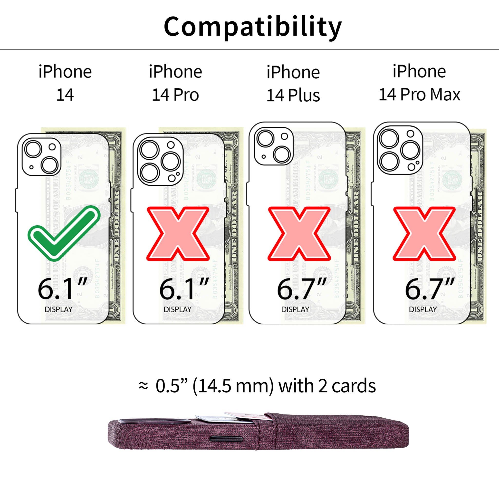 iPhone 14 Luxe M2 Card Case [Burgundy]