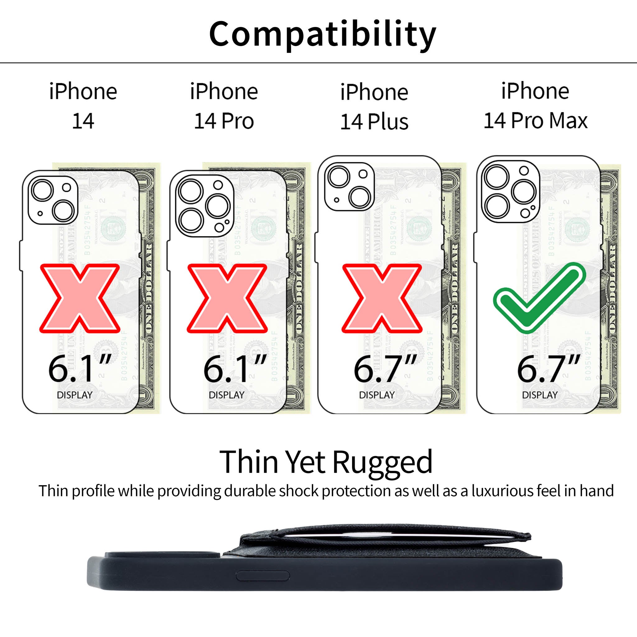 iPhone 14 Pro Max Flip Card Case [Black]