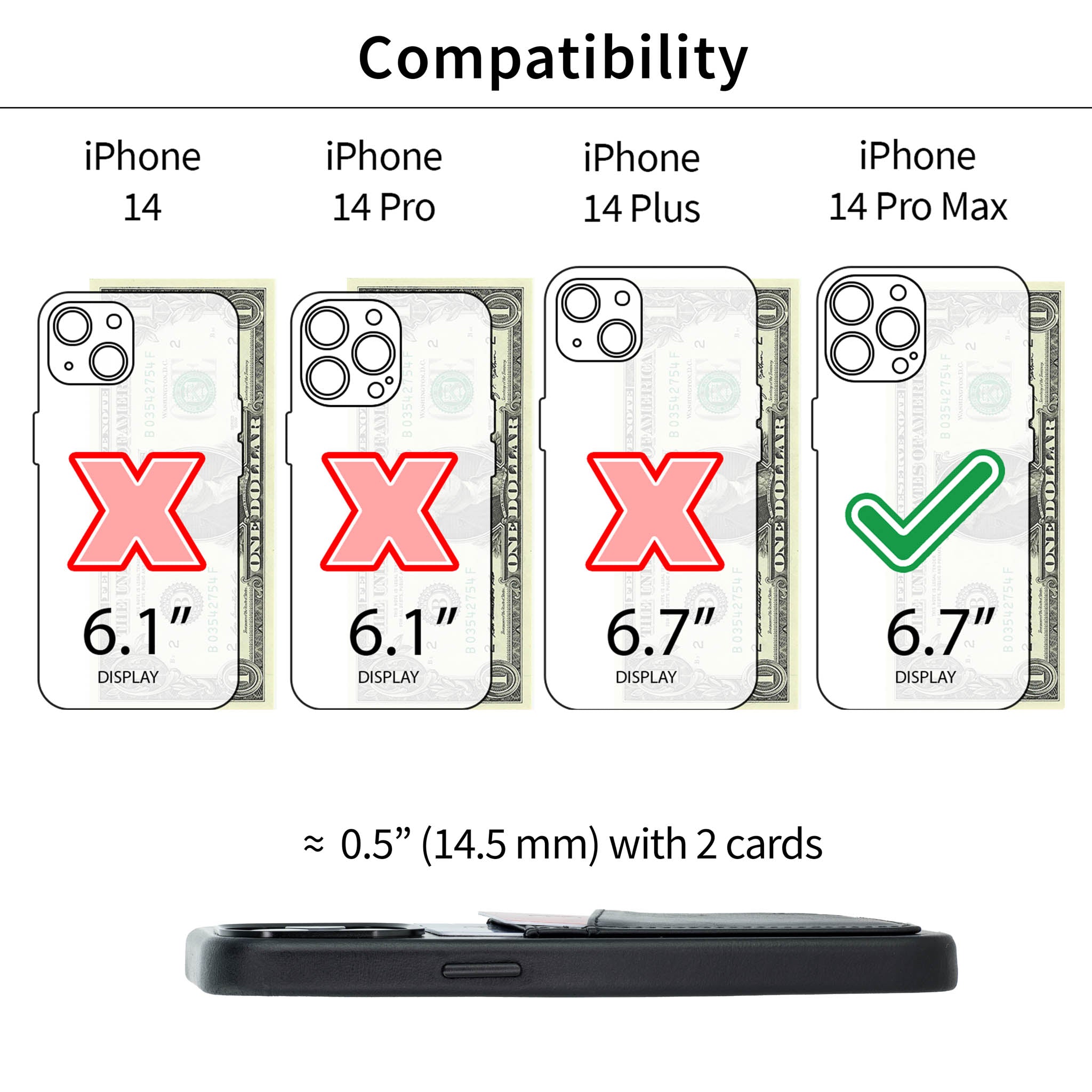 iPhone 14 Pro Max Genuine Leather M2GL Card Case [Black]