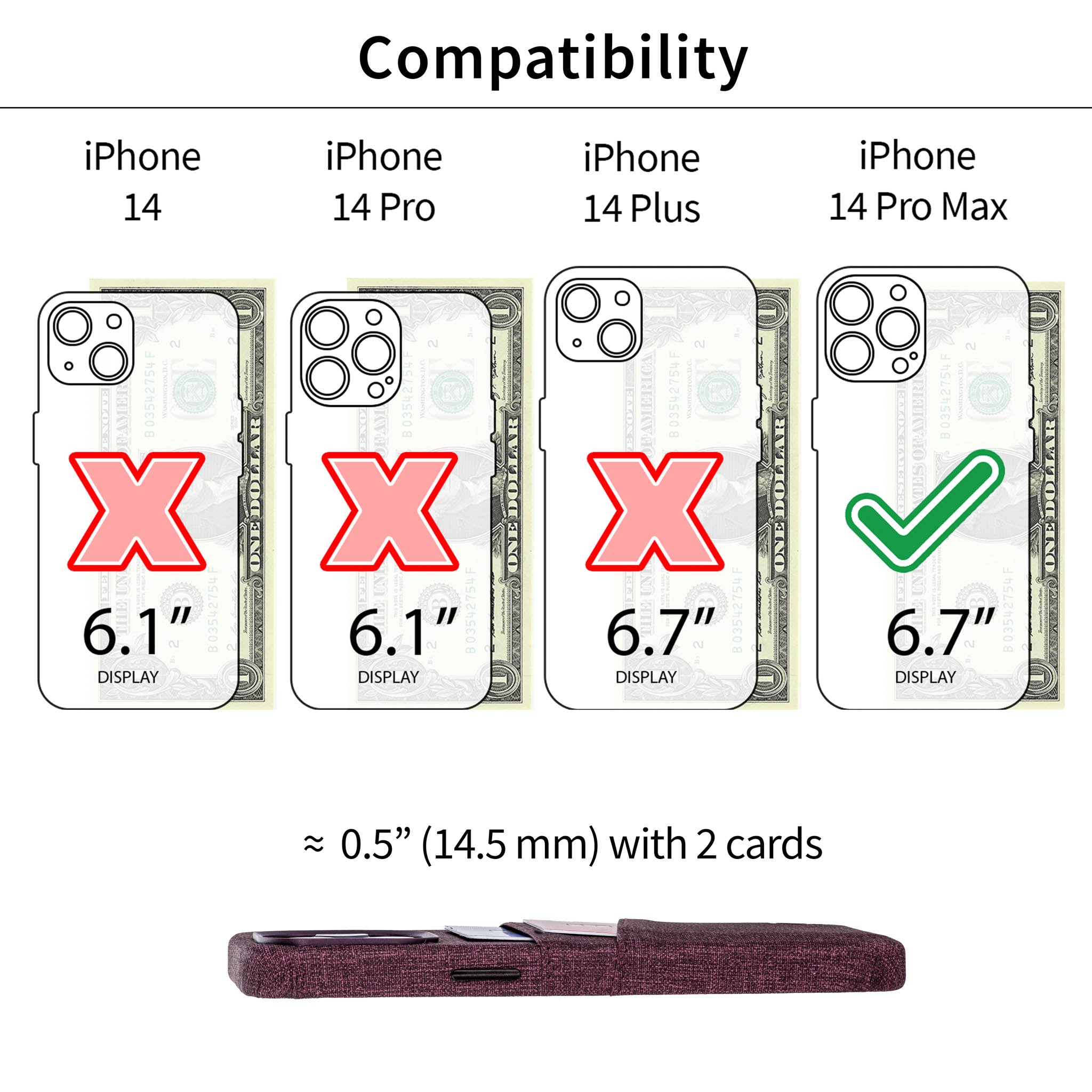 iPhone 14 Pro Max Luxe M2 Card Case [Burgundy]