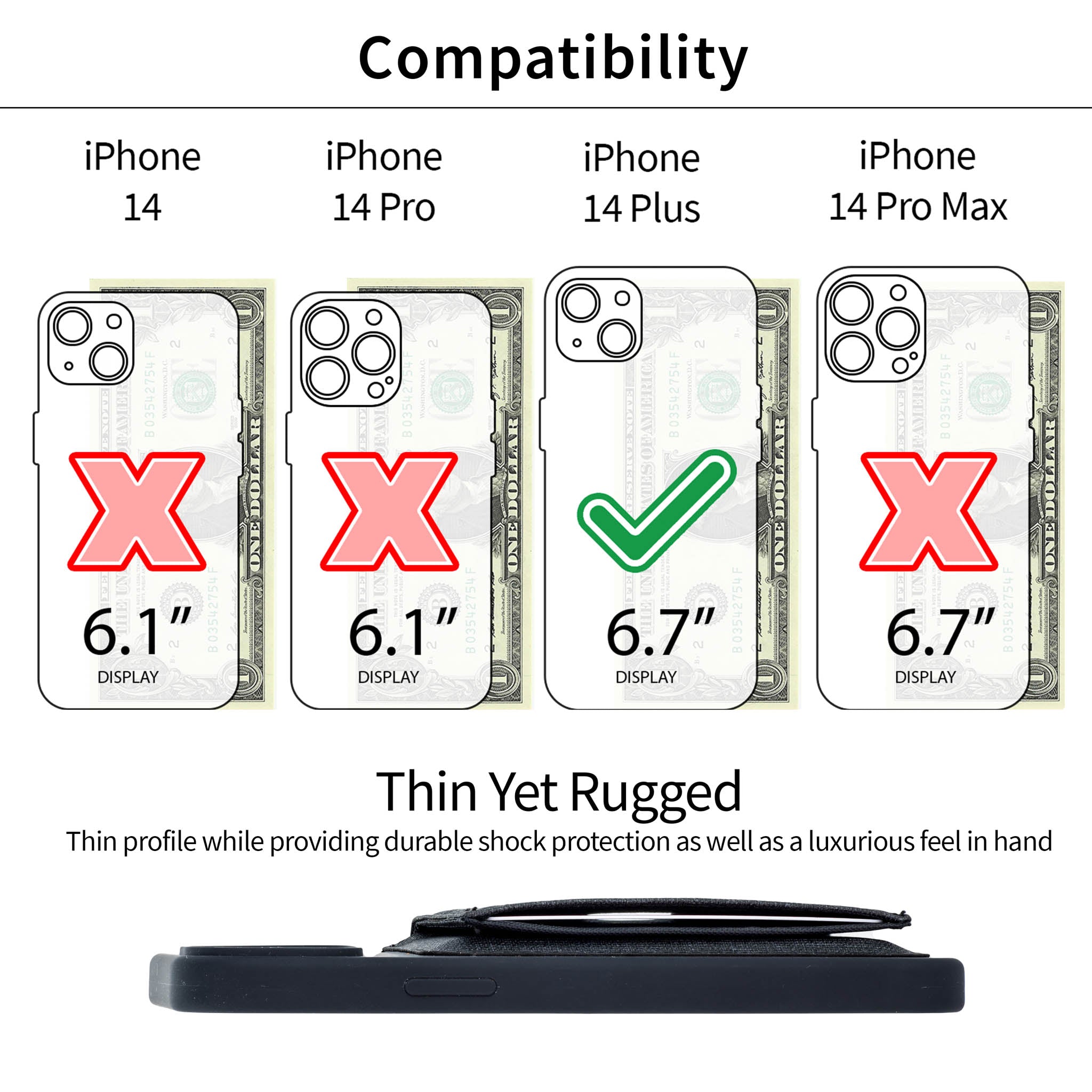 iPhone 14 Plus Flip Card Case [Black]