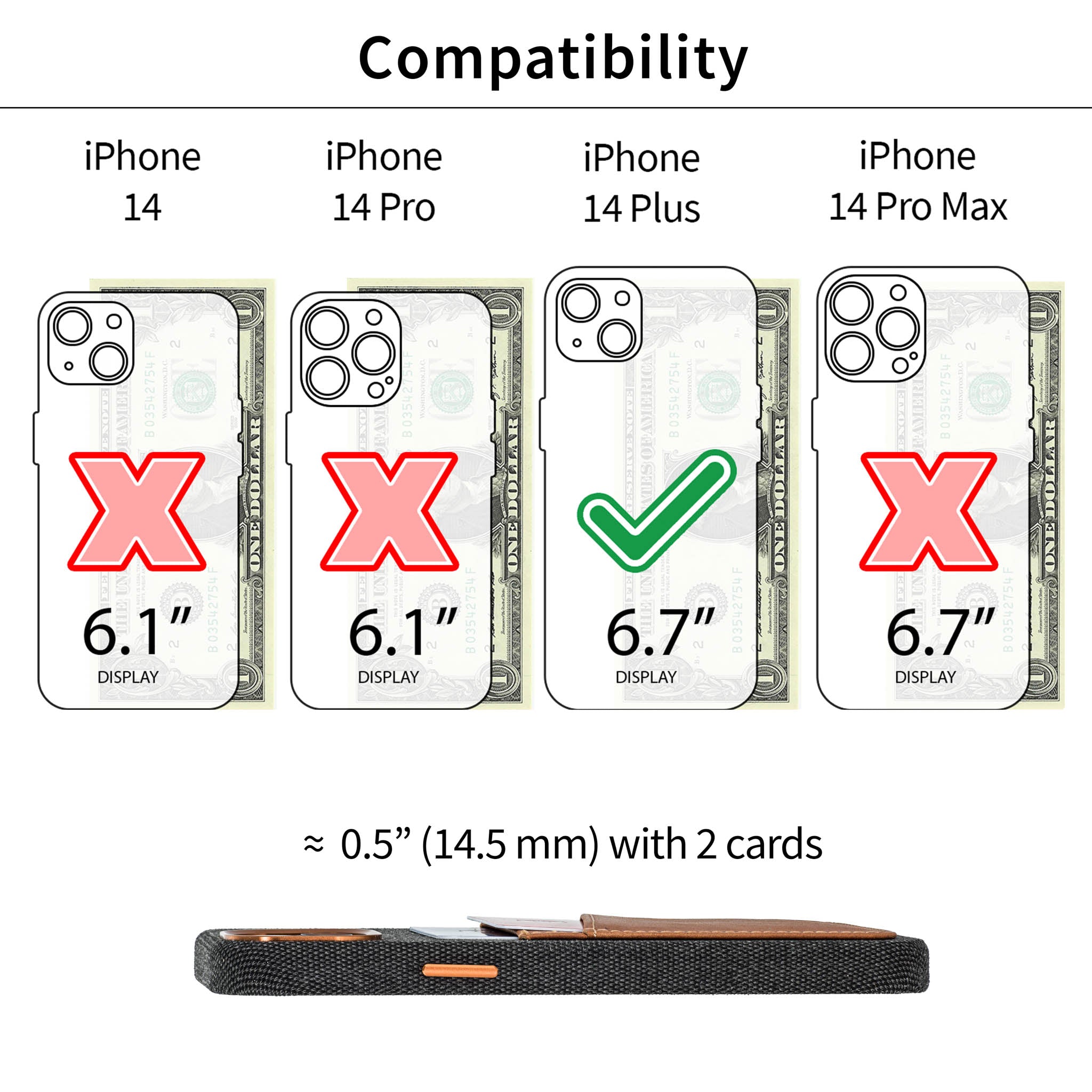 iPhone 14 Plus Fabric M2F Card Case [Light Brown]