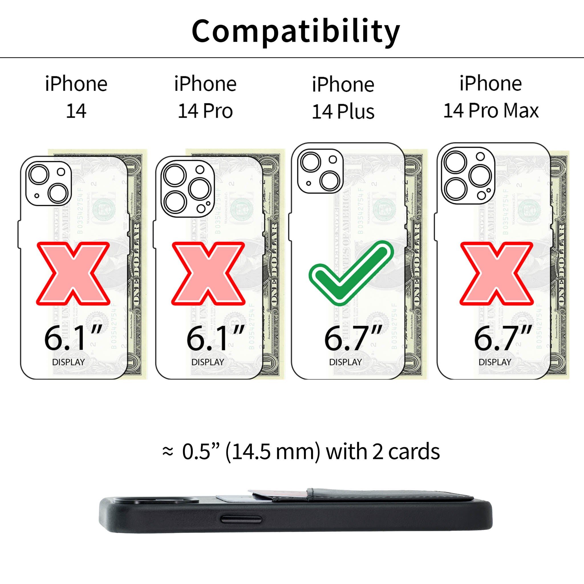iPhone 14 Plus Genuine Leather M2GL Card Case [Black]