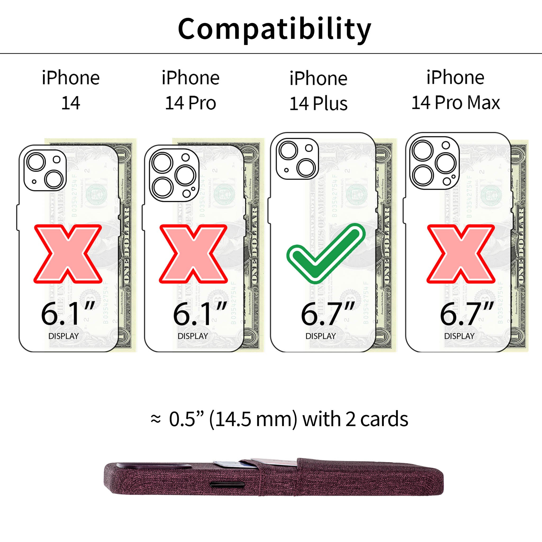iPhone 14 Plus Luxe M2 Card Case [Burgundy]