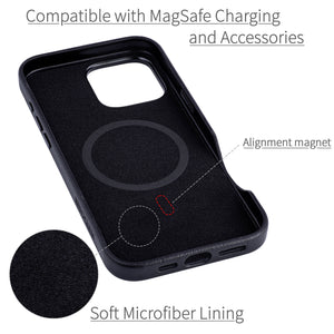 soft microfiber lining showing alignment magnet for magsafe stability