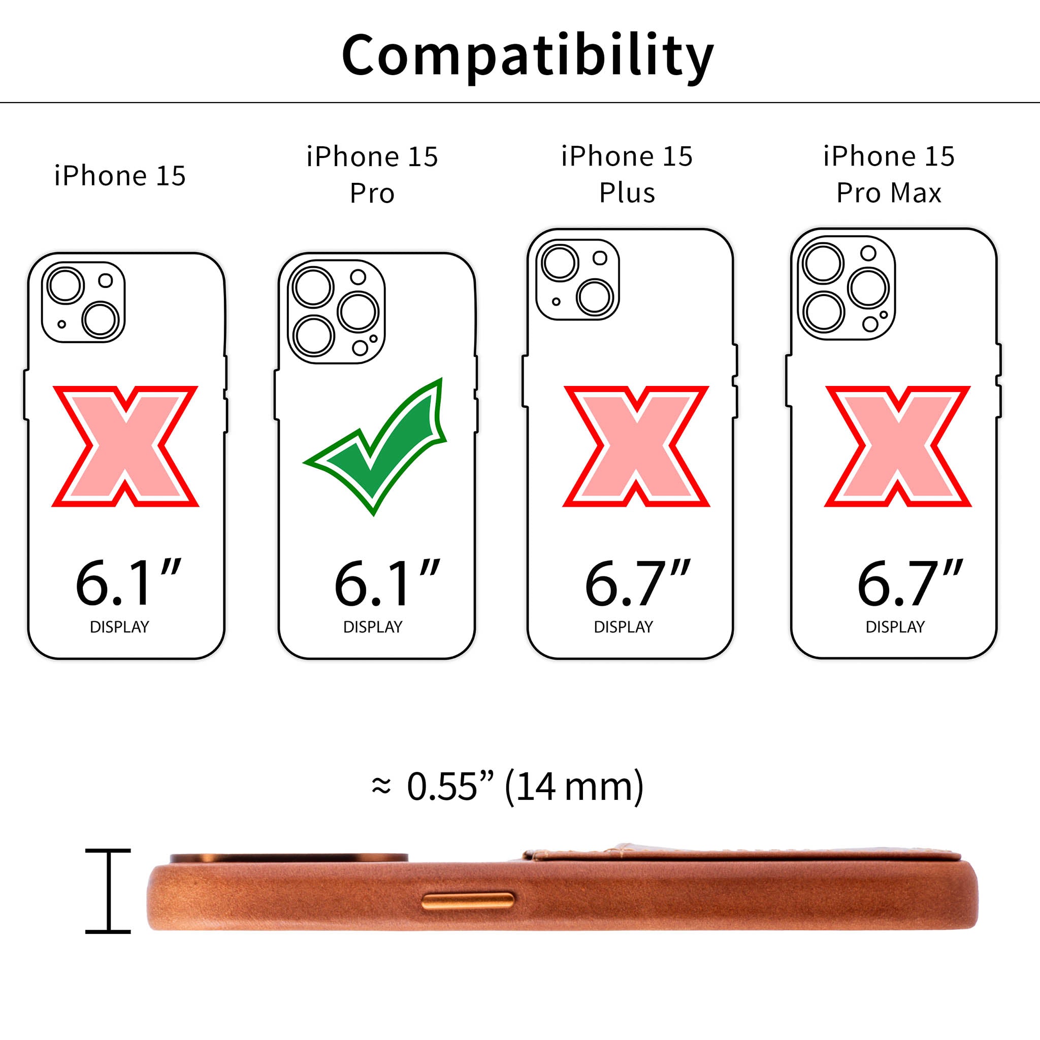 iPhone 15 Pro Genuine Leather M2GL Card Case [Light Brown]