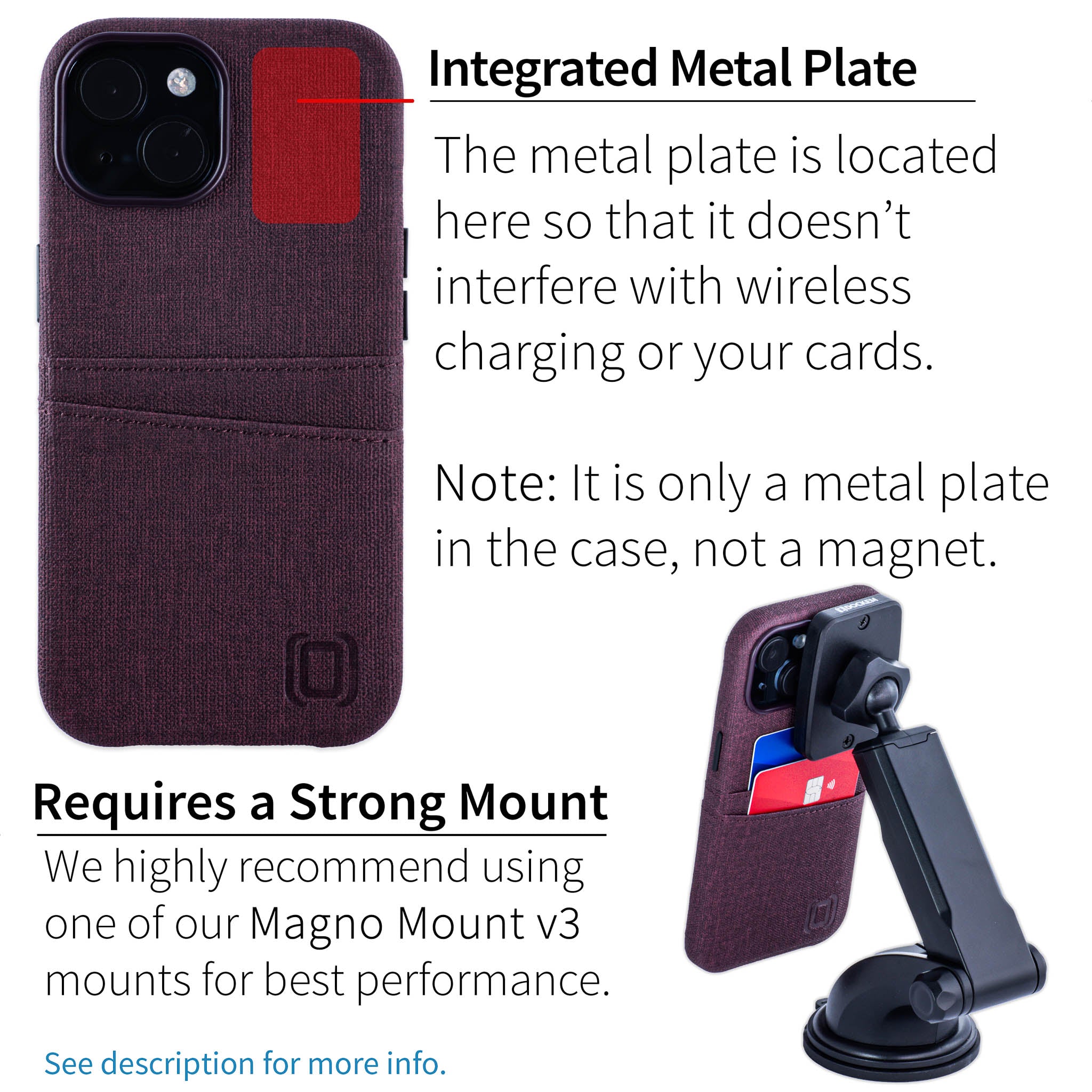 iPhone 15 Luxe M2 Card Case [Burgundy]