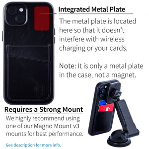 iPhone 15 Plus Genuine Leather M2GL Card Case [Black]