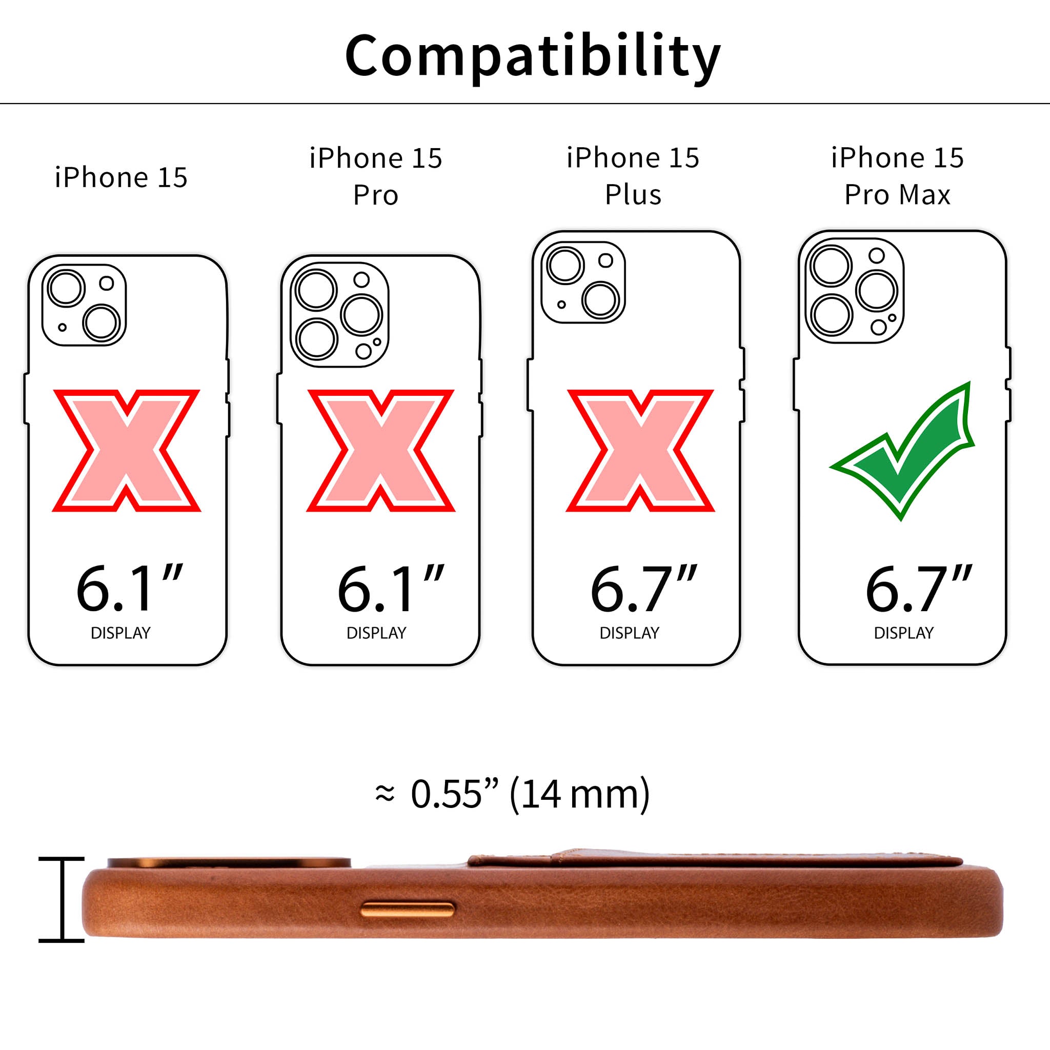 iPhone 15 Pro Max Genuine Leather M2GL Card Case [Light Brown]