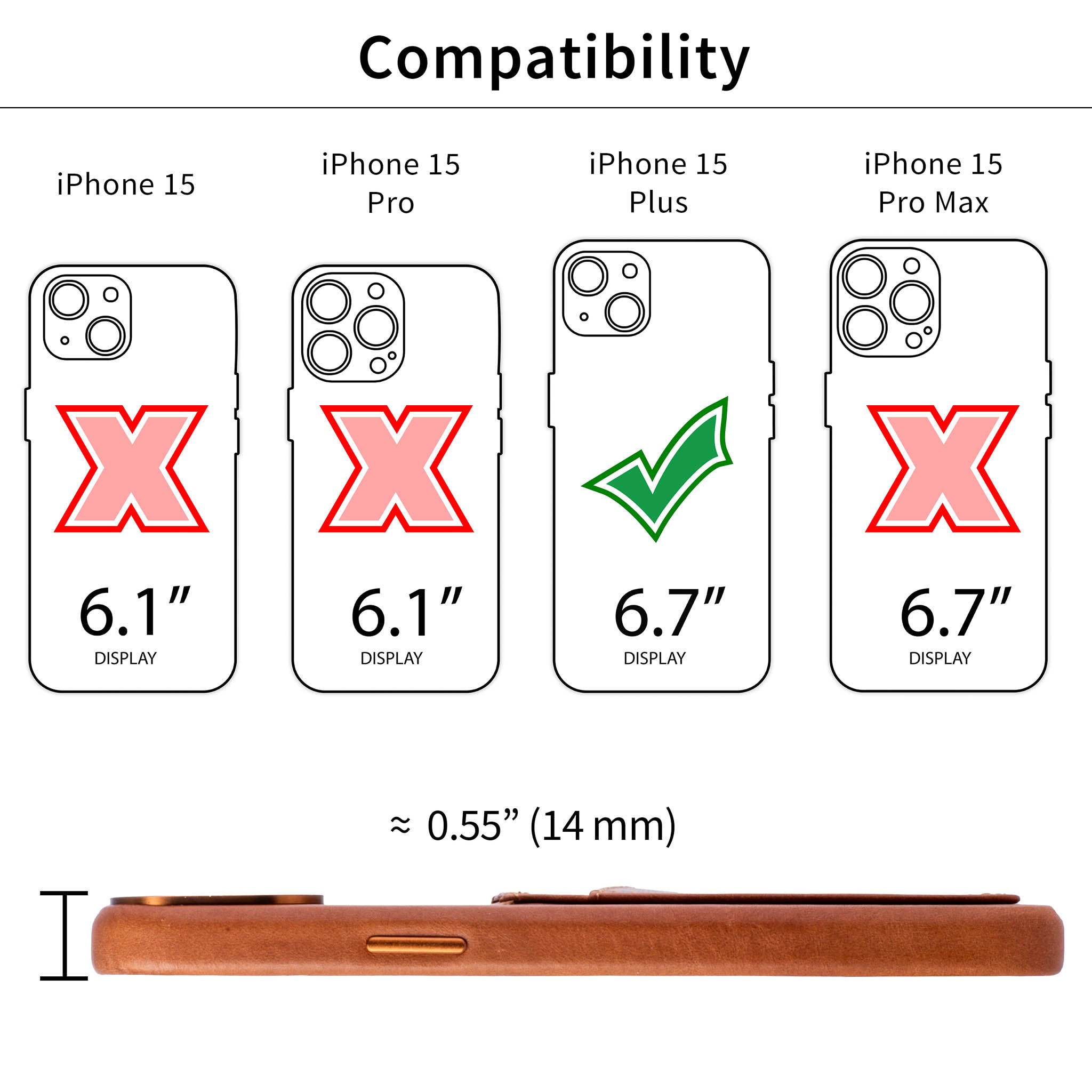 iPhone 15 Plus Genuine Leather M2GL Card Case [Light Brown]