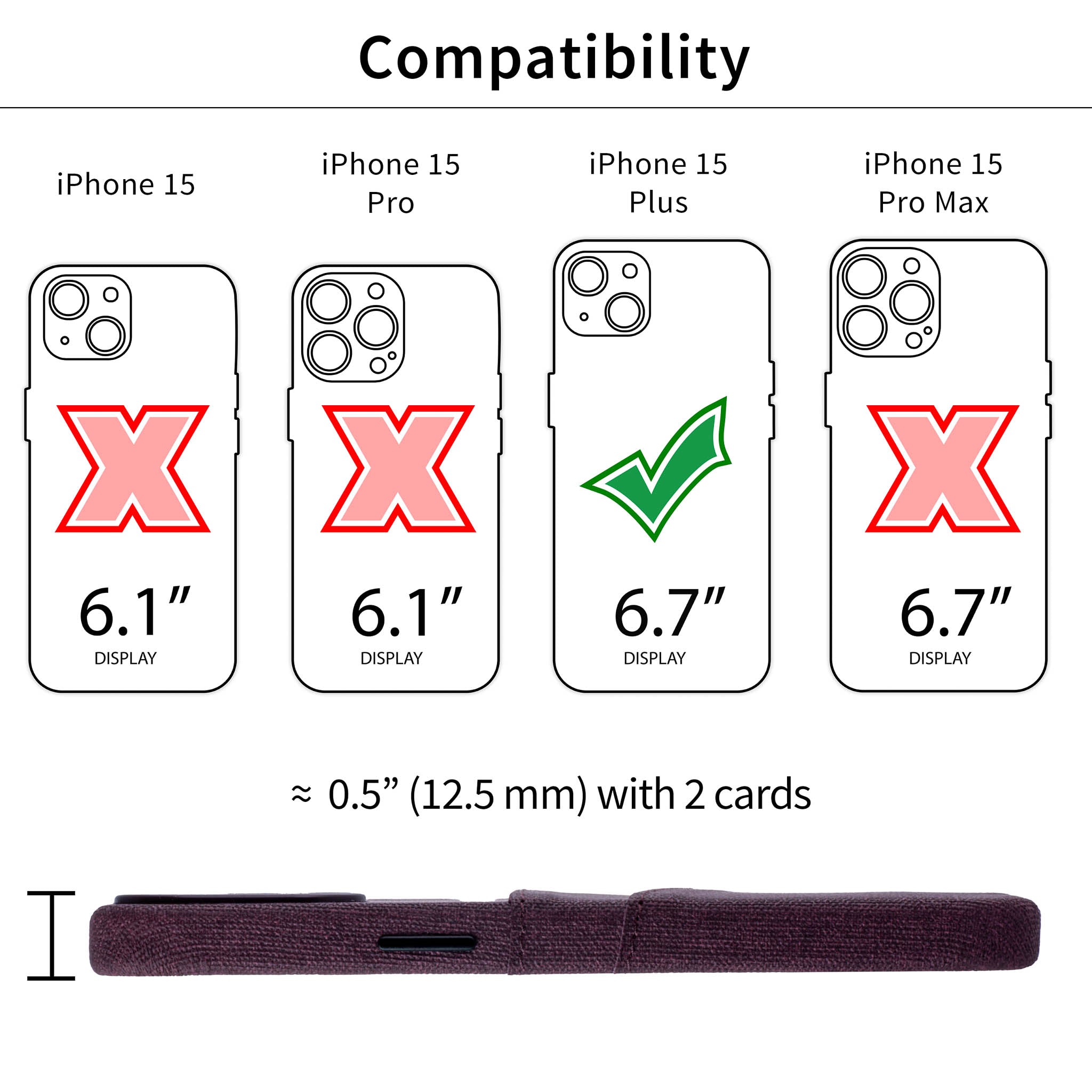 iPhone 15 Plus Luxe M2 Card Case [Burgundy]
