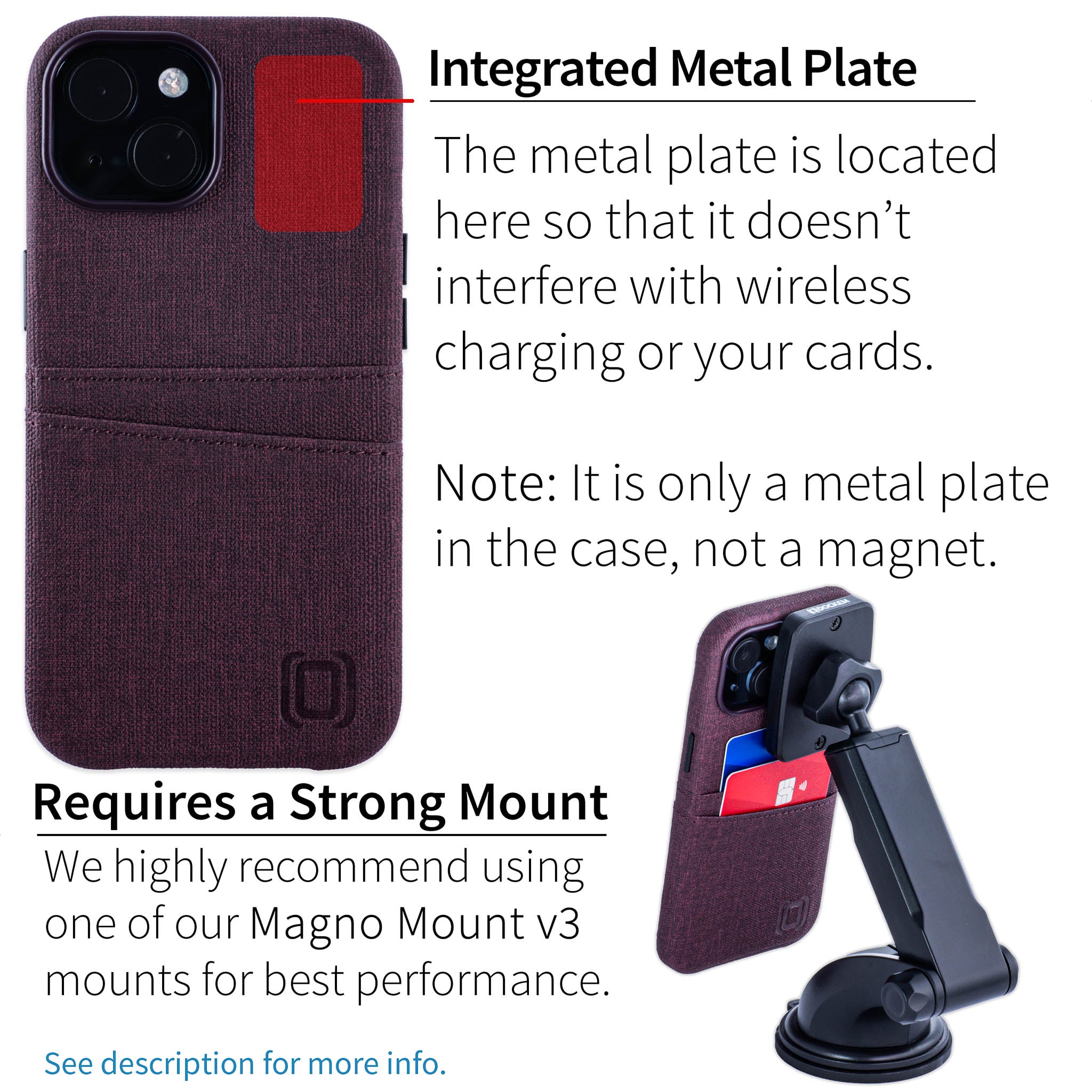 iPhone 15 Plus Luxe M2 Card Case [Burgundy]