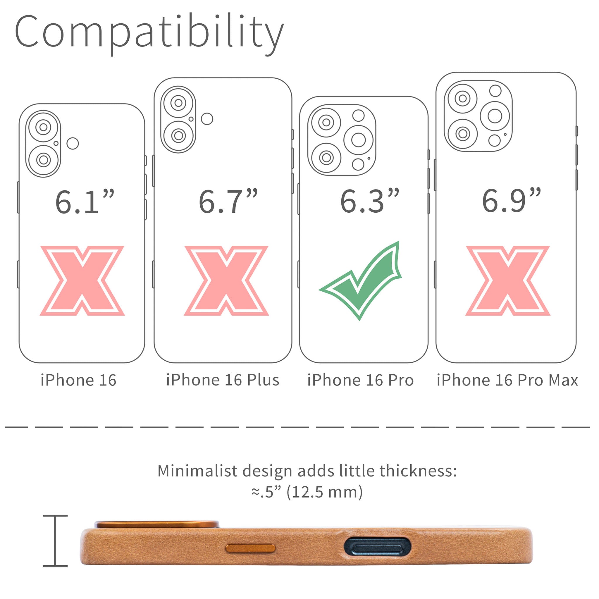 iPhone 16 Pro Genuine Leather MSGL Slim Case [Light Brown]