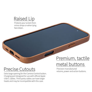 iPhone 16 Pro Genuine Leather MSGL Slim Case [Light Brown]