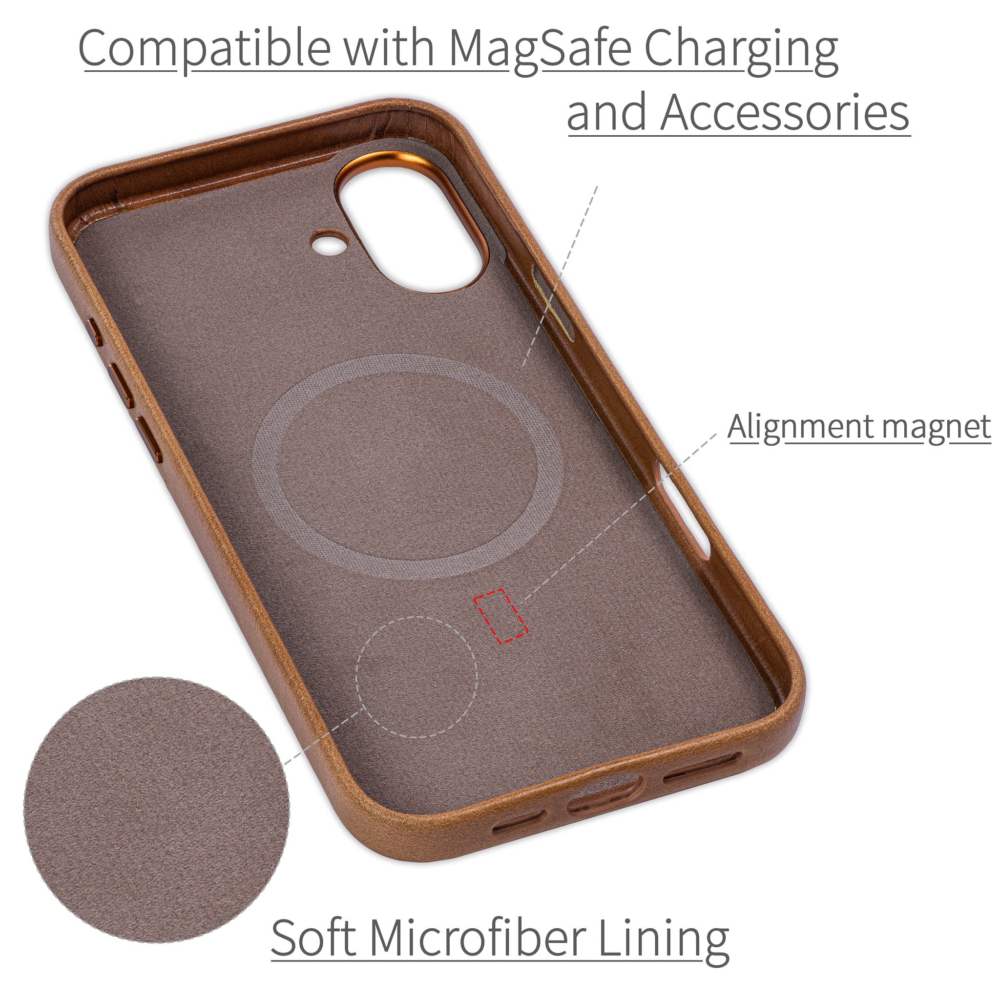 iPhone 16 Plus Genuine Leather MSGL Slim Case [Light Brown]