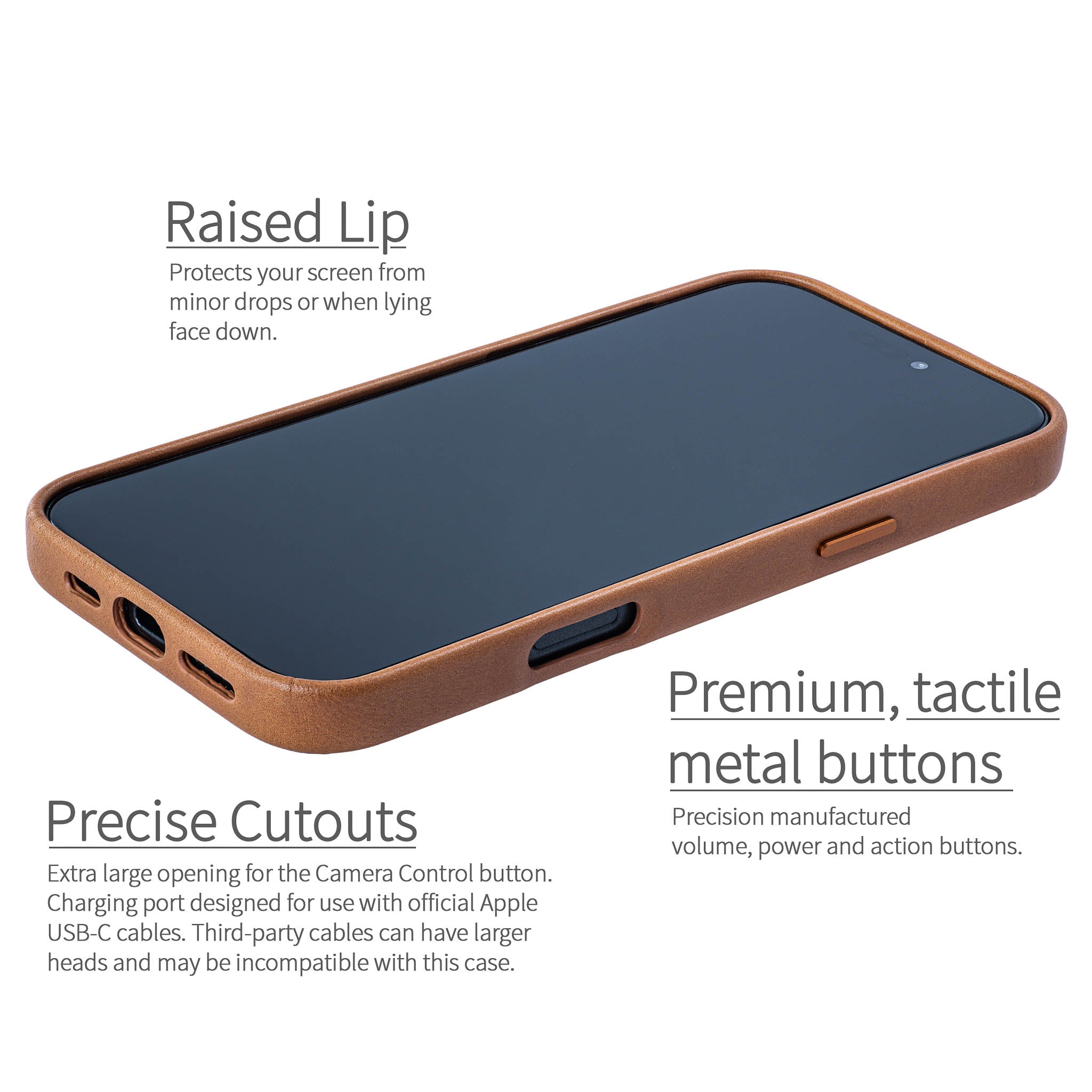 iPhone 16 Pro Max Genuine Leather MSGL Slim Case [Light Brown]