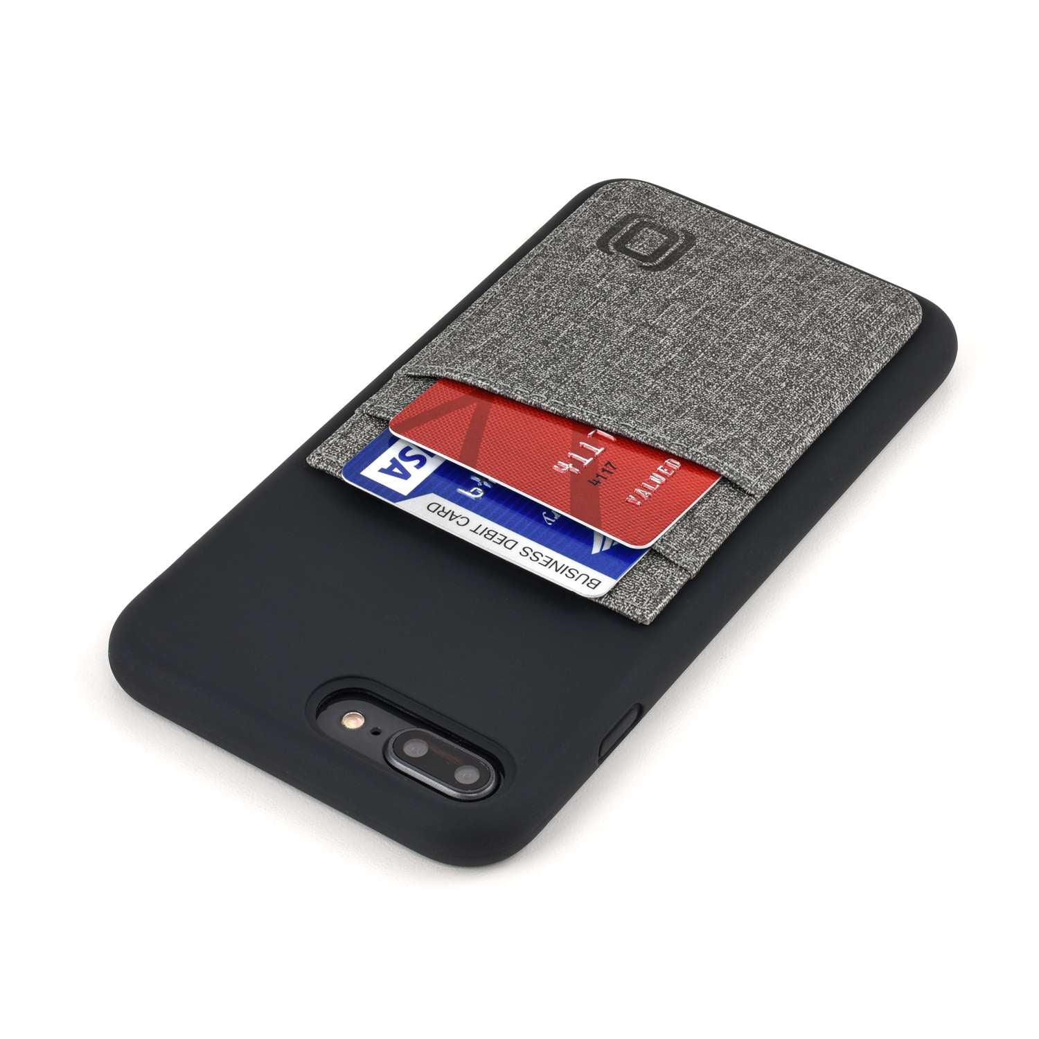 Luxe M2L Silicone Wallet Case for iPhone 8 Plus and 7 Plus [Black/Grey]