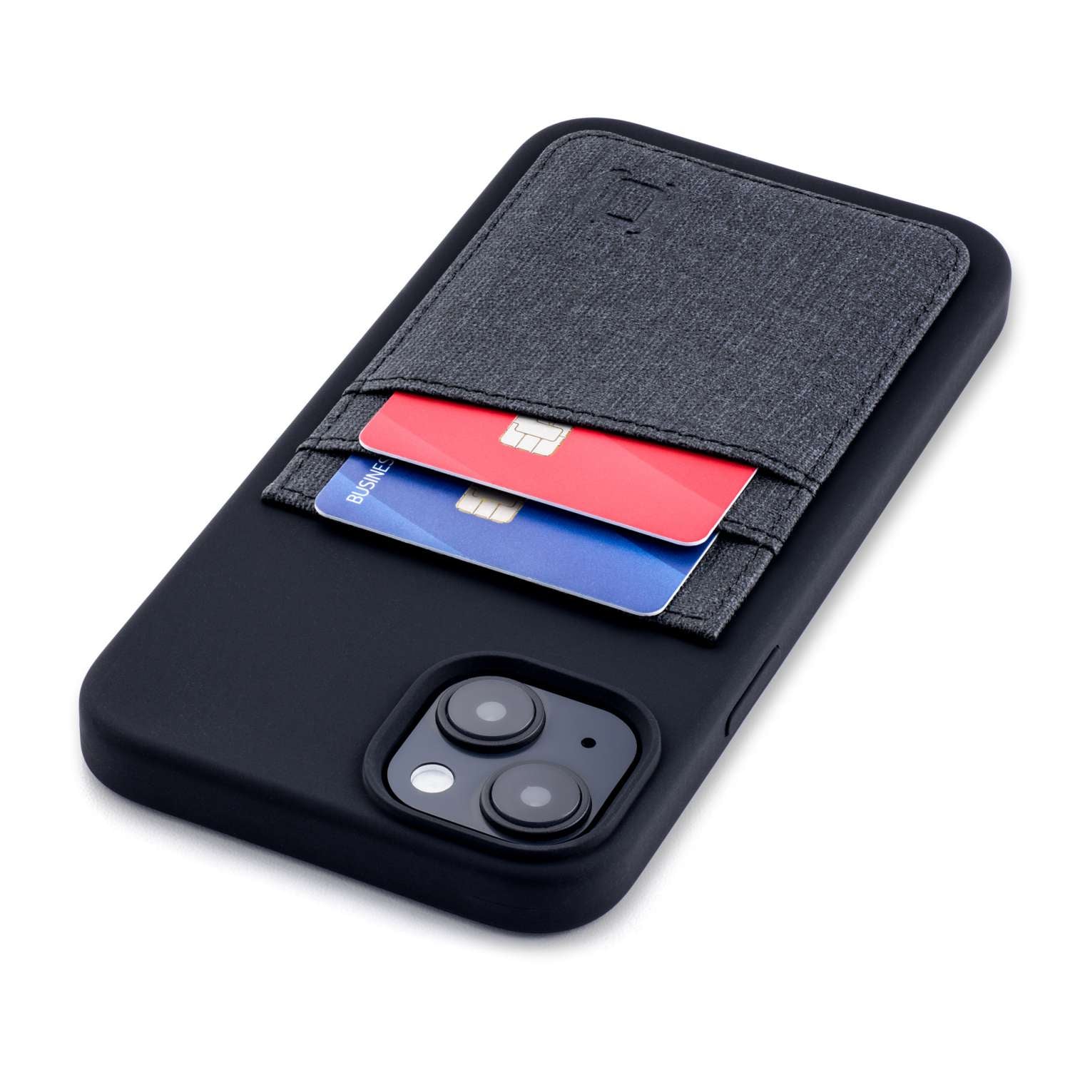 iPhone 14 Plus Black Silicone Card Case; Built-in Metal Plate | Dockem iPhone 14 Plus Black Silicone Card Case; Built-in Metal Plate | Dockem