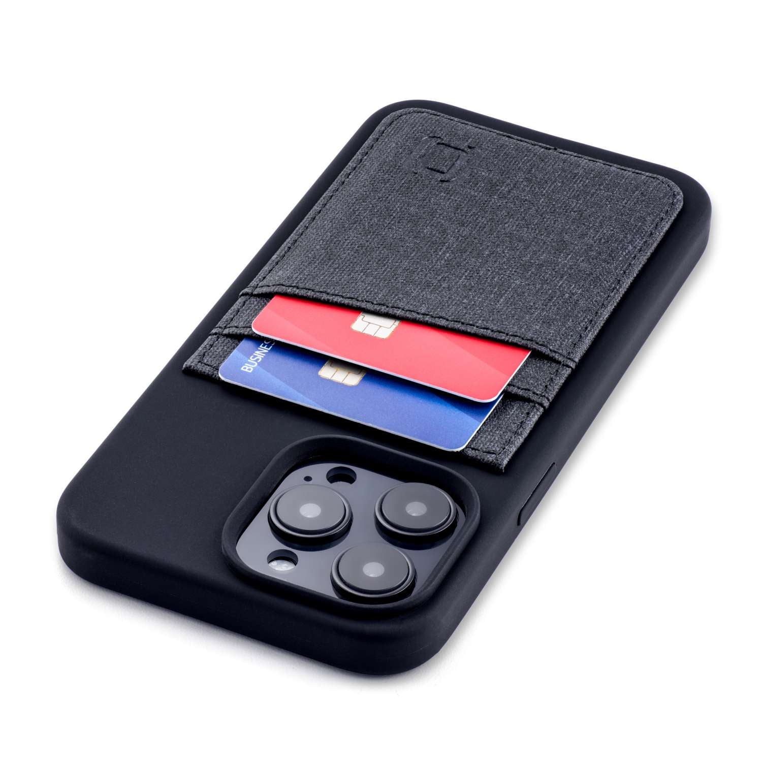 iPhone 14 Pro Max Black Silicone Card Case; Built-in Metal Plate iPhone 14 Pro Max Black Silicone Card Case; Built-in Metal Plate