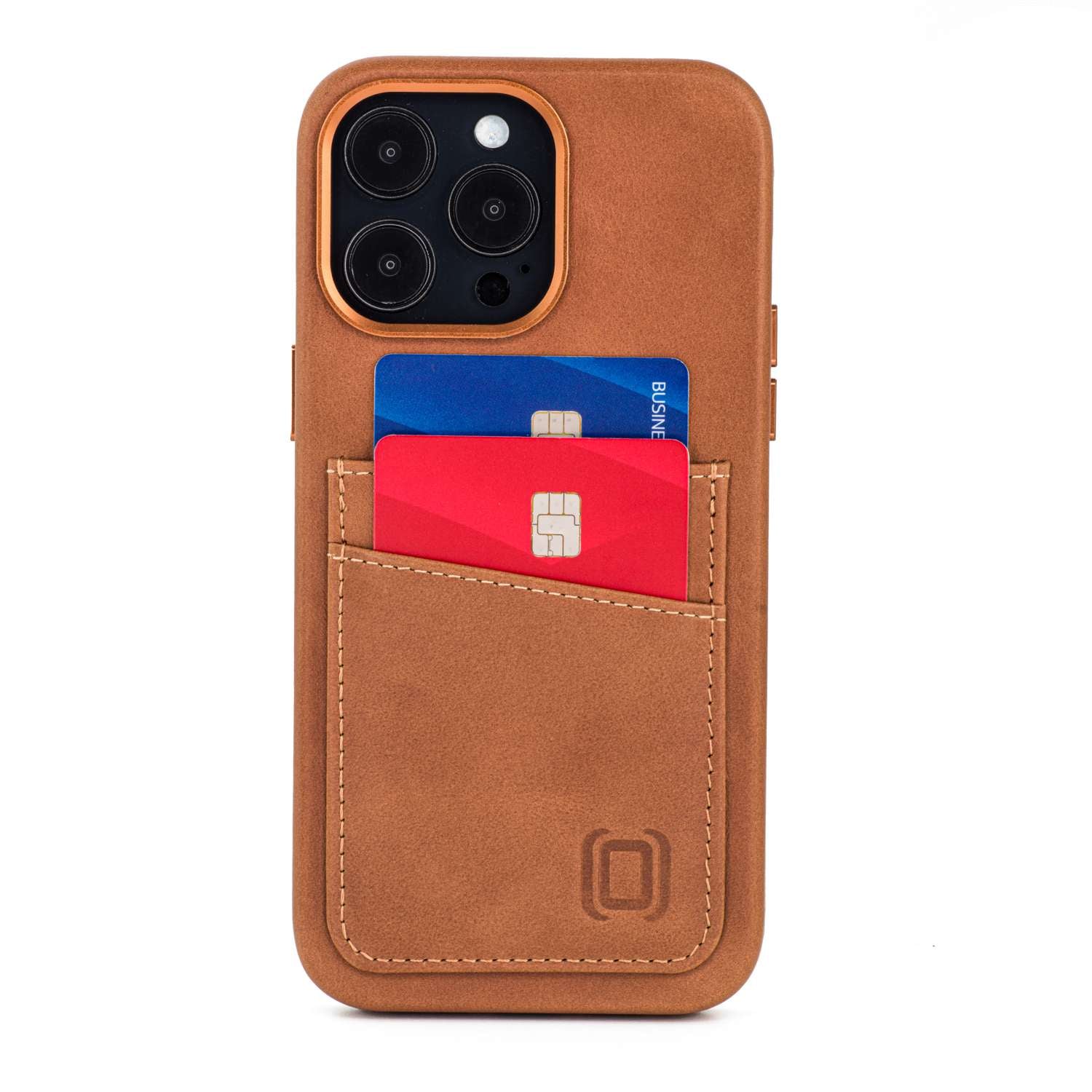 iPhone 15 Pro Max Leather Wallet Case - Golden Brown