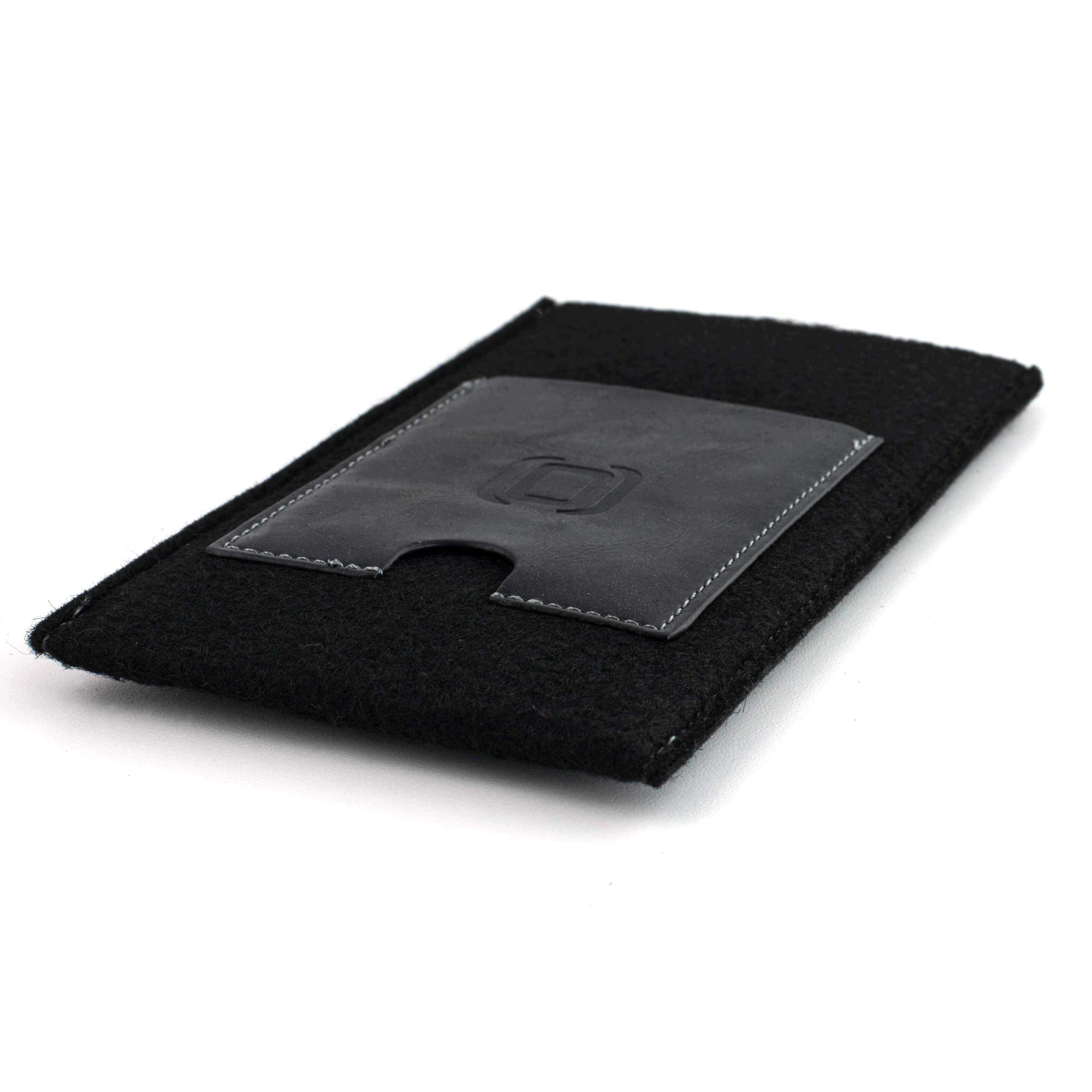 Felt Wallet Sleeve with 2 Synthetic Leather Card Pockets - iPhones iPhone Sleeve Dockem iPhone 11 Pro Max Black & Black 