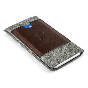 Felt Wallet Sleeve with 2 Synthetic Leather Card Pockets - iPhones iPhone Sleeve Dockem iPhone 8 Grey & Brown 