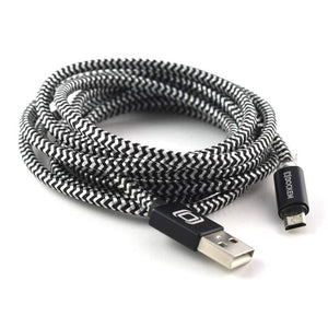 Micro USB Cable with Auto-Off LED - 2 Meters, Braided Fabric Charging Cable Dockem 