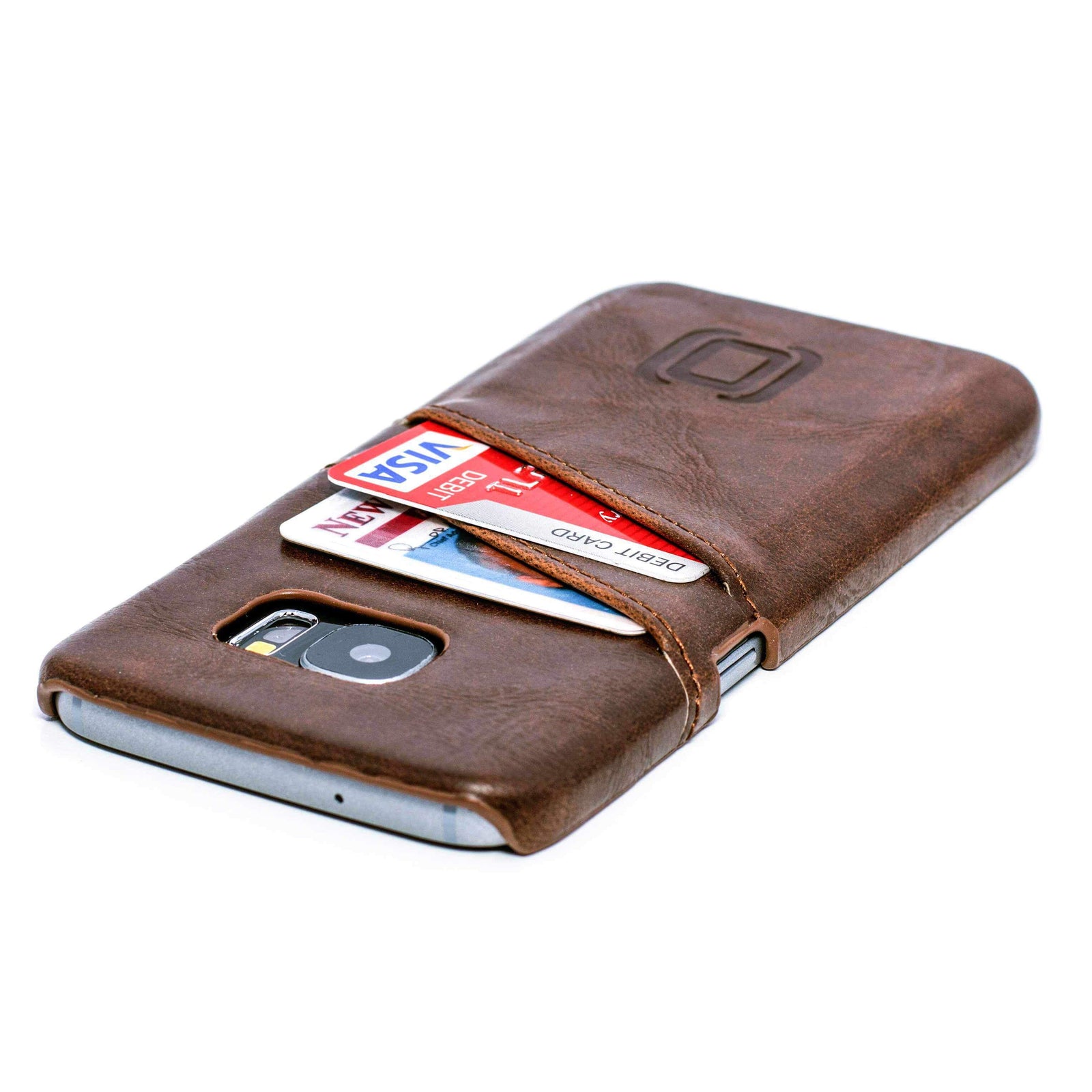 Dockem for Galaxy S22 Magnet Mountable Card Case with Metal Plate, Soft TPU  Shell with 2 Card Holder Canvas Style Synthetic Leather Wallet