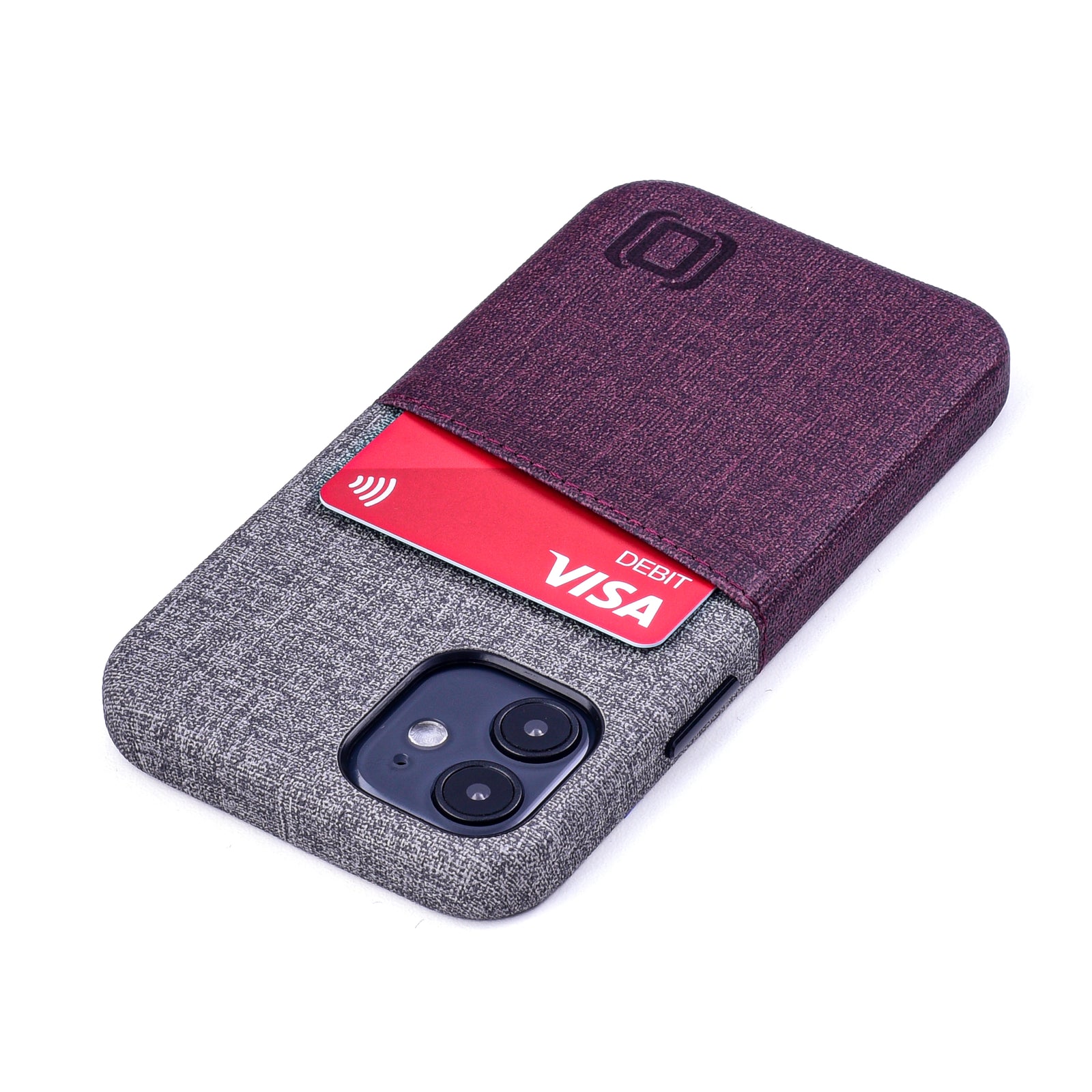 iPhone 12 Mini Luxe M2 Wallet Case [Maroon/Grey]